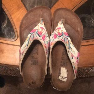 Birkenstock multi-color flip flops sz 8